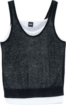 BOSS Top semi trasparente a doppio strato - Nero