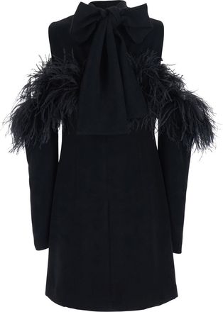 P.A.R.O.S.H. Womens Dress Feathers Black Polyester