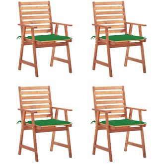 vidaXL Vidaxl - Sillas Comedor De Jard&iacute;n Y Cojines 4 Uds Madera Maciza Acacia