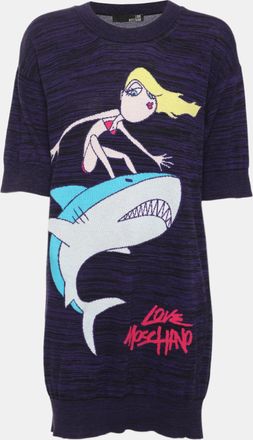 Love Moschino Purple Multicolor Printed Jersey Midi Dress
