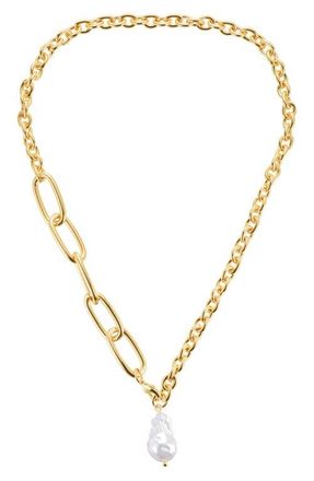 st. Moran Mixed Link Freshwater Pearl Pendant Necklace in White at Nordstrom