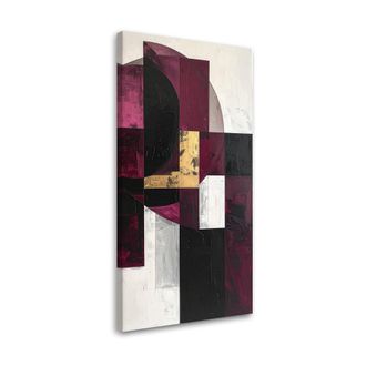 Feeby Cuadro Sobre Lienzo, Abstracci&oacute;n Geom&eacute;trica En Tonos Burdeos, 60x120