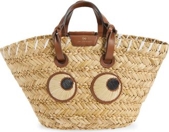 Anya Hindmarch Small Eyes Seagrass Basket Tote in Natural at Nordstrom