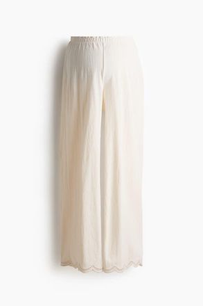 H&M Mama Scalloped Pull-on Trousers in Cream at Nordstrom, Size Xx-Large