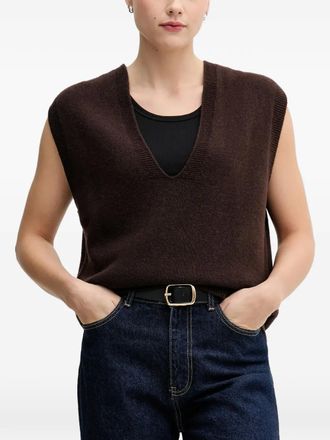 Sandro Ferrone V-neck vest - women - Wool - One Size - Brown