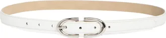Vince Camuto Stitch Edge Skinny Belt in White Silver at Nordstrom Rack, Size X-Large