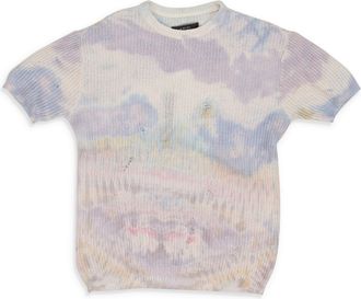 Amiri Purple Tie Dye Knit Short Sleeve Shirt