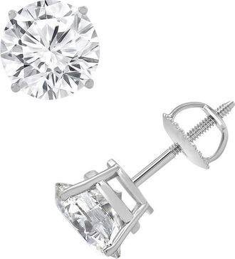 Grown Brilliance 3.75 Carat Round Lab Grown Diamond Stud Earrings in 14K White Gold, I-J Color, VSSI Clarity, Gift Box Included