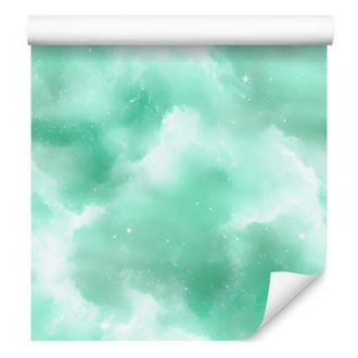 OEM Carta Da Parati Con Galassia Ad Acquerello, Menta E Mare, Sfondo Menta 50x1000 Cm