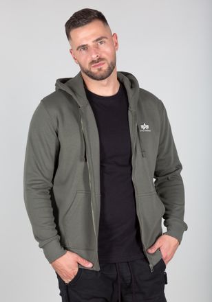 Alpha Industries Hoodie ALPHA INDUSTRIES Basic Zip Hoodie SL, Herren, Gr. M, gr&uuml;n (schwarz olive), Shell: 80% Cotton, 20% Polyester, regular fit, Sweatshirts Hoodie