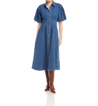 Fifteen Twenty Esme Midi Shirtdress In Denim