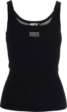 Elisabetta Franchi Mouwloze Top - Dames - Tops zonder mouwen - Zwart - S - Wol - Tops