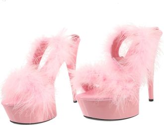 Yarnow Super High Heel Sandals Women Spring Summer Fashion Non-slip Material Stylish Pink Random Color