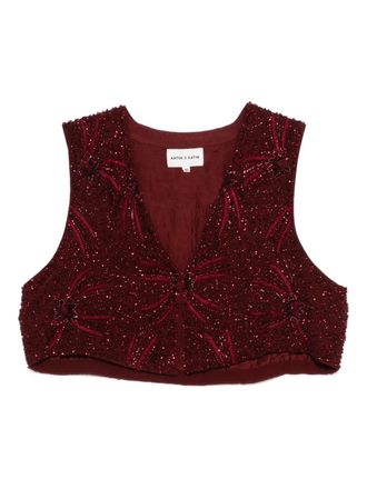Antik Batik beaded V-neck top - Red