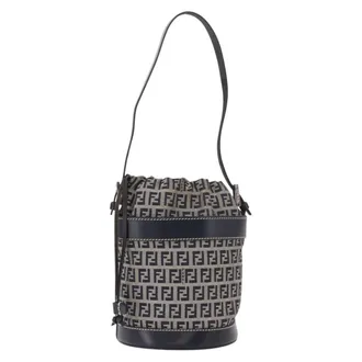 Fendi Zucchino Canvas Navy Canvas Handbag (Pre-Owned)