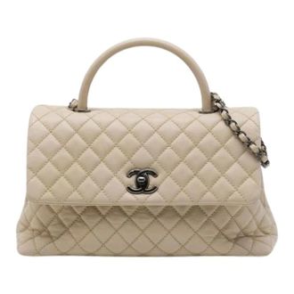Chanel Pre-owned Quilted Caviar Leather Satchel - Dames - Pre-owned - Beige - Maat: ONE Size Leer
