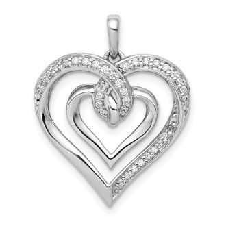 Diamond2Deal 14k White Gold 1/6 carat Diamond Entwined Heart Pendant