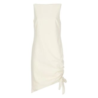 Carolina Herrera Asymmetrische Gekreukelde Jurk - Dames - Jurken - Wit - Maat: XS Zijde