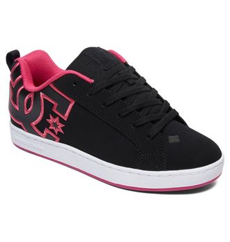 DC Sneaker DC SHOES Court Graffik, Damen, Gr. 10,5(42,5), pink (schwarz, pink stencil), Obermaterial:55, 91% Leder, 38, 75% Synthetik, 5, 34% Polyester;,