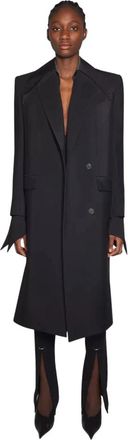 MUGLER Klassieke Zwarte Jas Single-Breasted - Dames - Mantel - Zwart - M - Wol - Jassen
