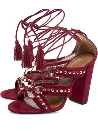 Aquazzura pre-owned 105mm tassel studded sandals - Red