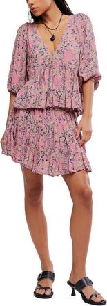 Free People Perishing Floral Print Blouse & Skirt Set in Pink Combo at Nordstrom, Size X-Large