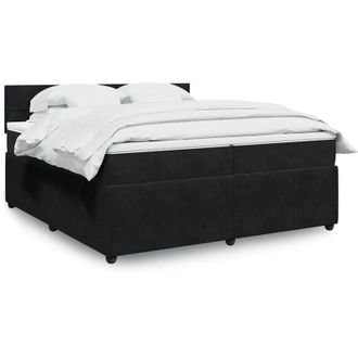 vidaXL Cama Box Spring Con Colch&oacute;n Terciopelo Negro 200x200 Cm