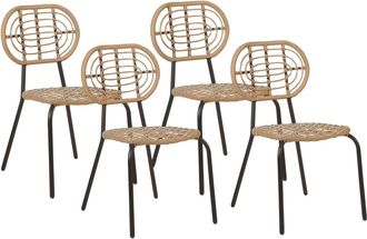 Beliani Conjunto de 4 sillas de jardín natural