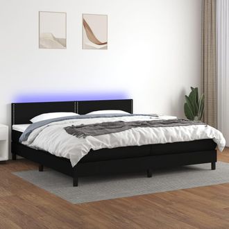 vidaXL Cama Box Spring Colch&oacute;n Y Luces Led Tela Negro 200x200 Cm Vidaxl