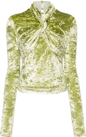 Nanushka Iride twist-detailing velvet top - women - Elastane/Acetate/Polyester/Polyester - M - Green