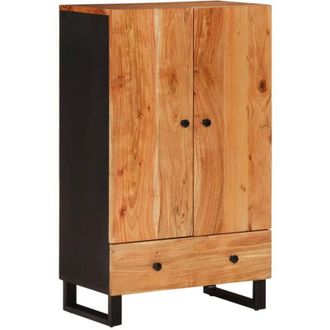 vidaXL Aparador Con Caj&oacute;n Hierro Y Madera Maciza Acacia 60x33x100 Cm Vidaxl