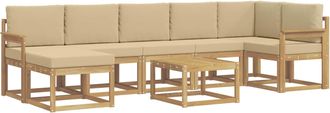 vidaXL Conjunto De Sof&aacute;s De Exterior 8 Uds. Y Beige Poli&eacute;ster Vidaxl