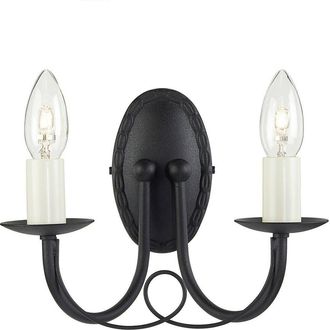 Loops Twin Wall Light Lower Ceiling Black Metal Looped Drapes Black LED E14 60W