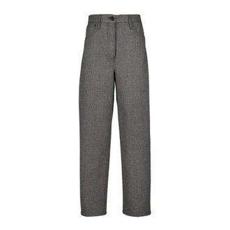 Prada Checked Trousers - female - Prada - Wide Trousers - Gray - XS - Trousers