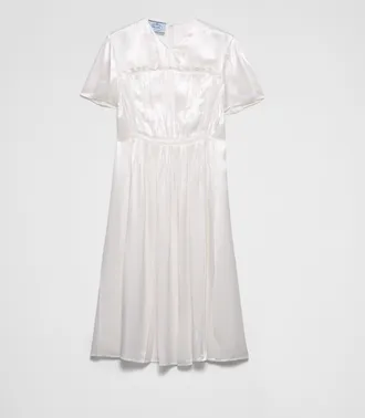Prada Embroidered satin midi-dress