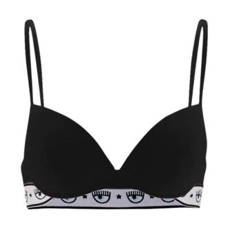 Chiara Ferragni Logomania Push-Up Balconette BH - Dames - BHs - Zwart - L - Katoen - Ondergoed