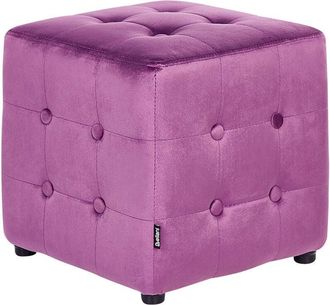 Beliani Beliani - Pouf Poggiapiedi a Cubo in Tessuto Viola Stile Chesterfield Wisconsin