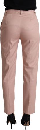 Dolce & Gabbana Womens Pink Cotton Mid Waist Trouser Tapered Pants Elastane