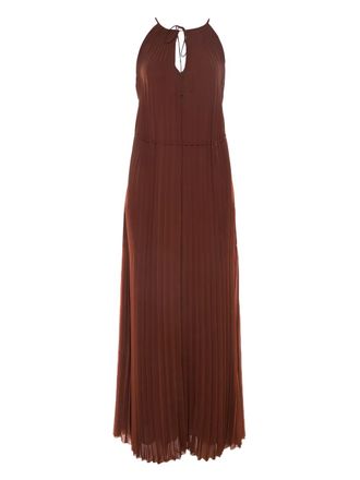 Elizabeth & James pre-owned pleated halterneck maxi dress - women - Polyester/Polyester - 2 - Brown