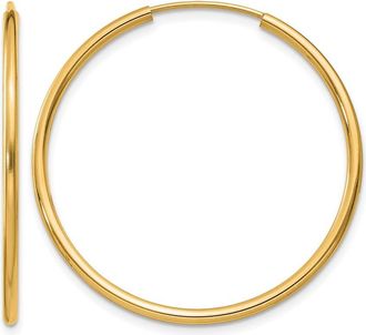 Diamond2Deal 10k Gold 1.5mm Round Endless Hoop Earrings