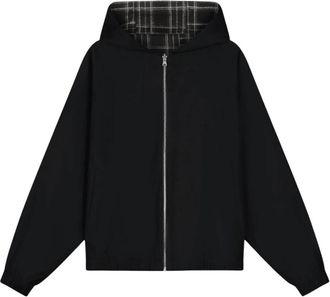 Arte Omkeerbaar Jack met Capuchon en Ruitpatroon - Heren - Zomerjassen - Zwart - XL - Jassen
