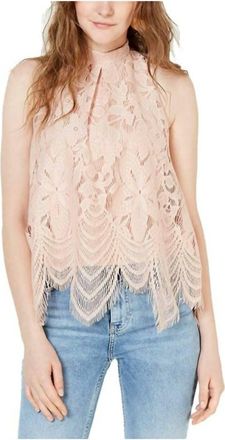 Love Juniors Dust Lace Halter Neck Sleeveless Blouse In Pink