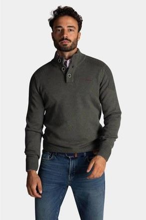 New Zealand Auckland trui met ingebreid patroon grijsgroen