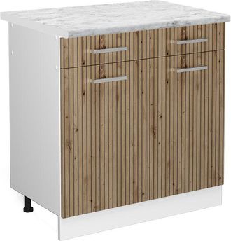 Vicco Mueble Bajo De Cocina R-line, Roble Artesanal, 80 Cm, Et M&aacute;rmol