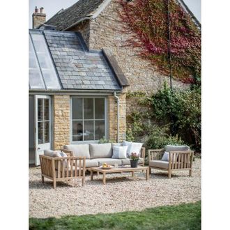 Garden Trading Porthallow 3 Seater Sofa Set 2 x Chairs & Coffee Table Wooden