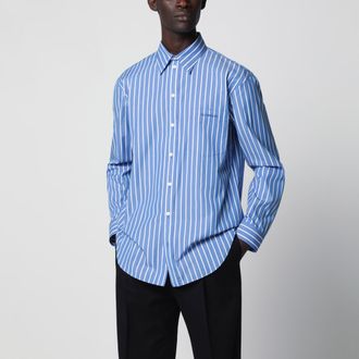 Balenciaga Camicia blu chiara a righe in cotone