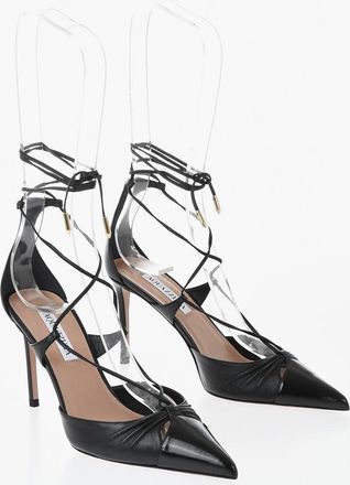 Aquazzura Leather Pumps GABI Lace-Up with Pointed Toe 8,5cm Aquazzura