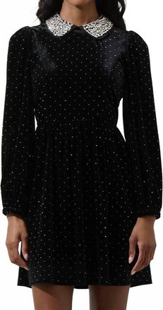 Sugarlips Esteller Velvet Polka Dot Mini Dress In Black