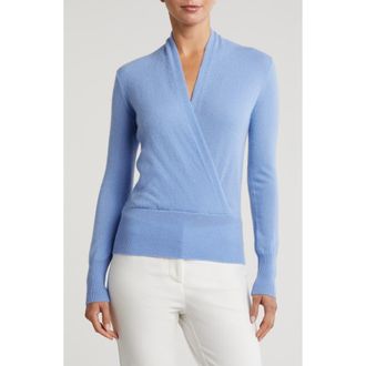 Sofiacashmere Cashmere Faux Wrap Sweater in Denim at Nordstrom Rack, Size Small