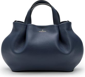 La Portegna Isabela Shoulder Bag Sculpted From Full Grain Leather in Navy at Nordstrom